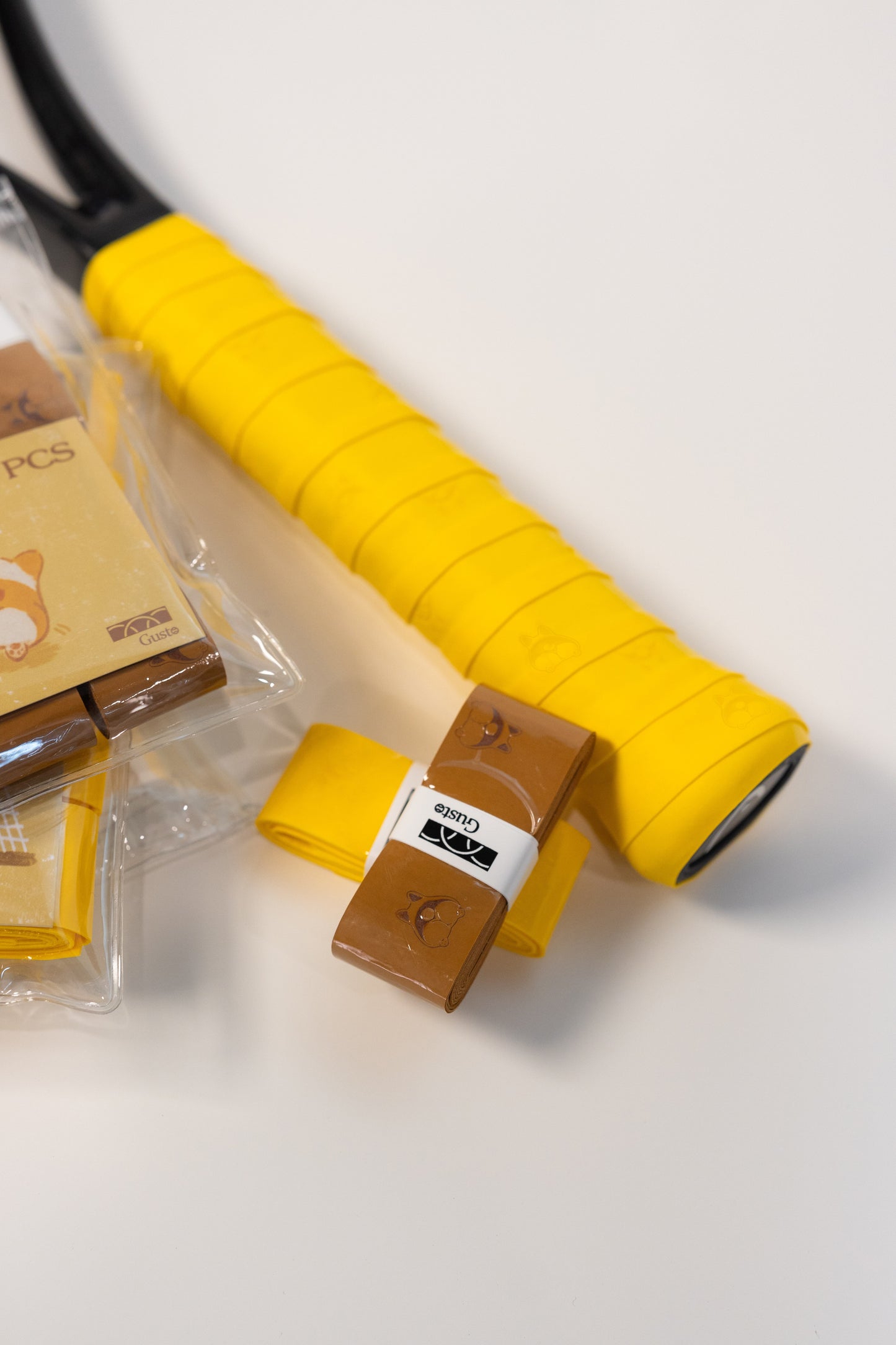 Corgi Dog Tennis Racket Overgrip 10-Pack – Sticky PU Grip (Brown, Yellow, White)