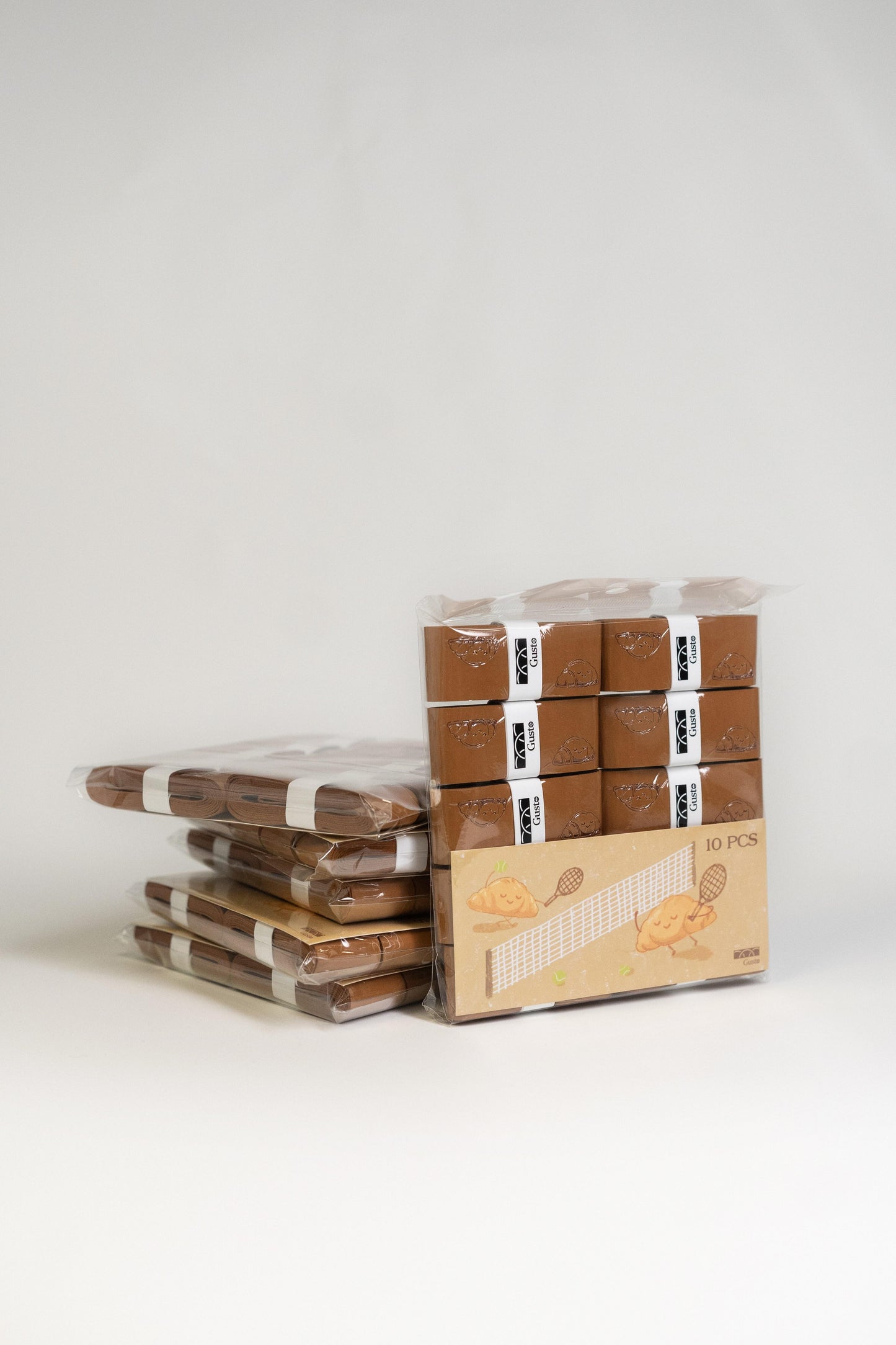 10-Pack Brown Croissant Tennis Overgrip with Packaging Bag