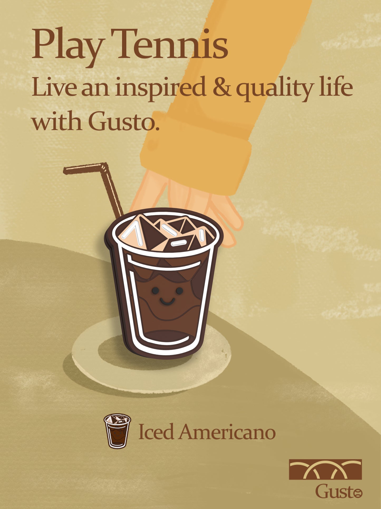 Coffee Themed Tennis Dampener - Iced Americano Lover Gift, Reduces Racket Vibration