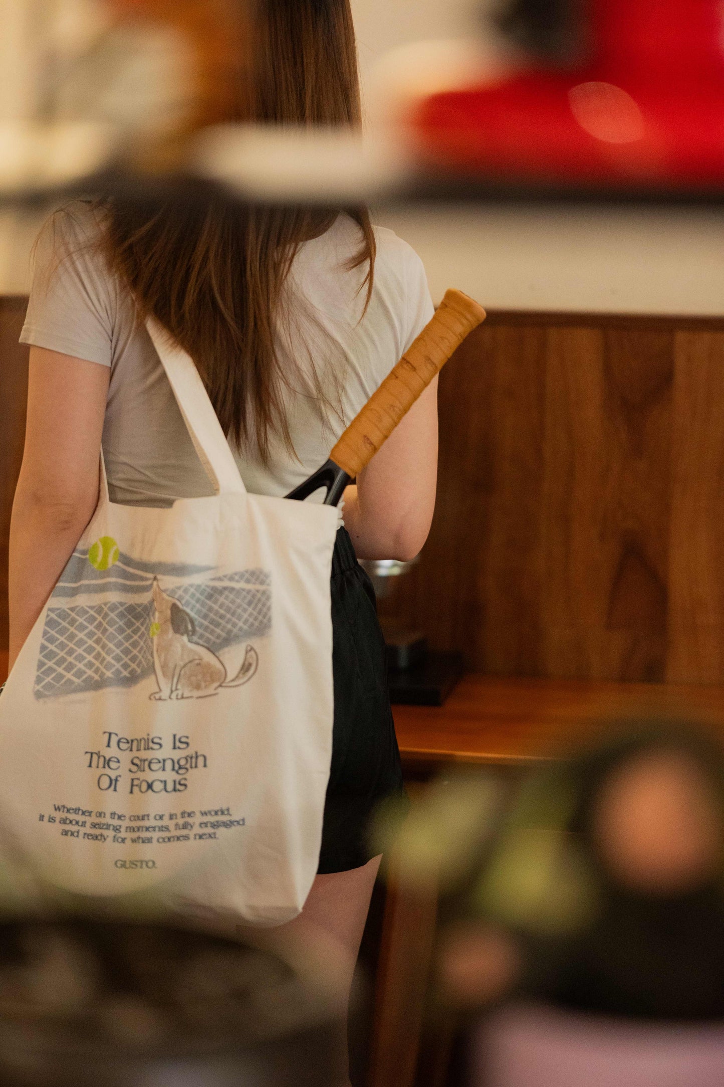 Canvas Tote Bag – Tennis Court Series Cute Cats & Dogs Collection (4 Colors)