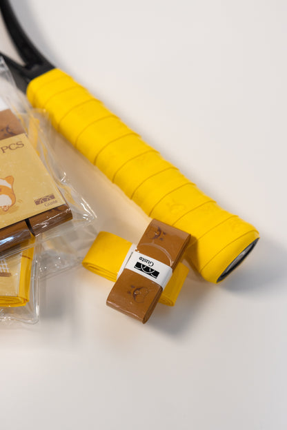 Corgi Dog Tennis Racket Overgrip 10-Pack – Sticky PU Grip (Brown, Yellow, White)