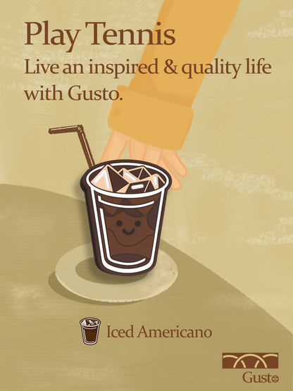 Coffee Themed Tennis Dampener - Iced Americano Lover Gift, Reduces Racket Vibration