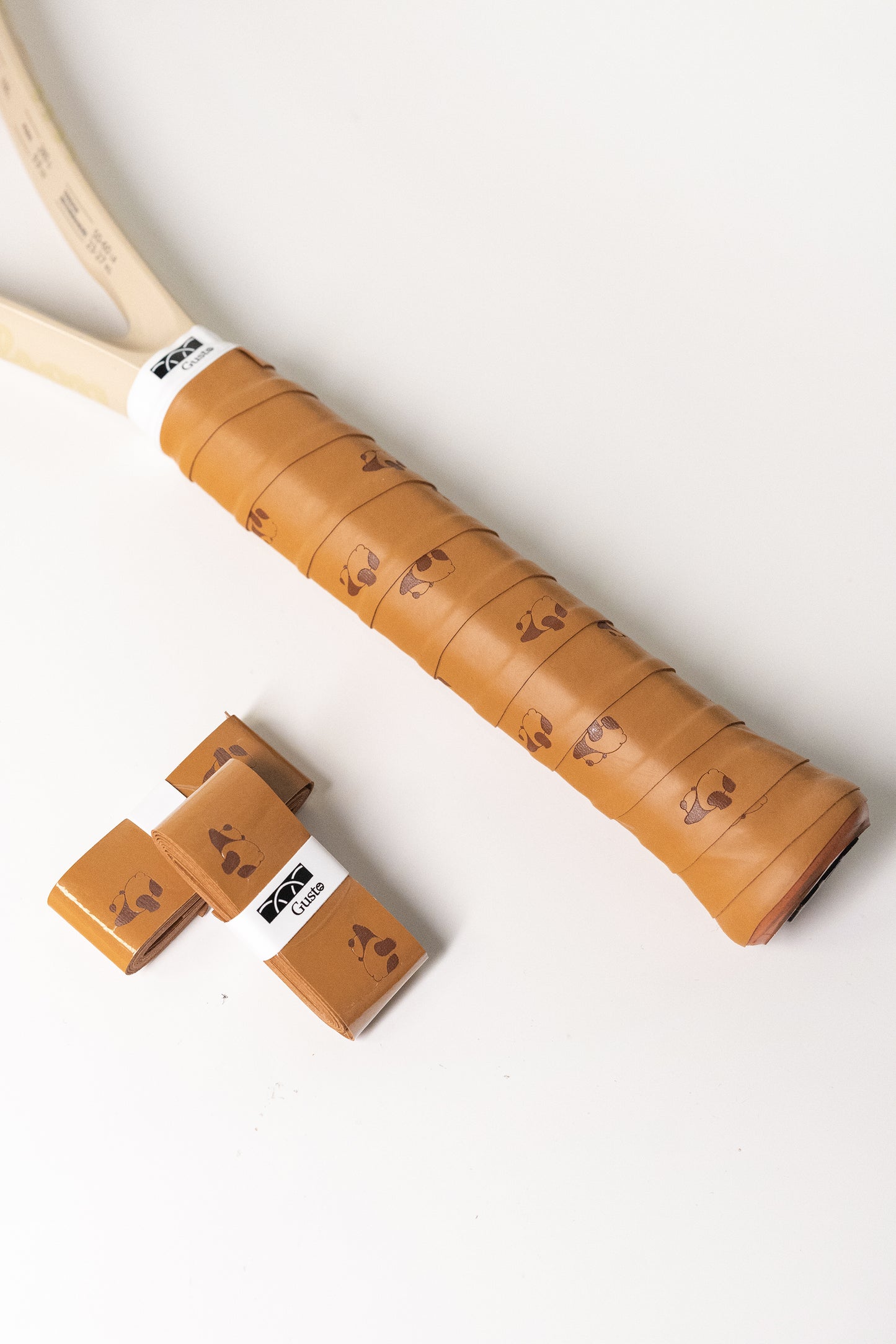 Panda Tennis Overgrip Wrapped on Racket Handle – Sticky PU Grip